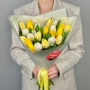 Тюльпаны бело-желтые 21 штука